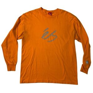 Es Skateboarding Vintage Made In USA Long Sleeve Orange Skate Shirt Mens L